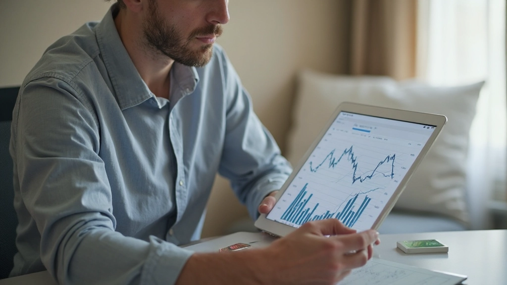 Начинающий инвестор изучает инвестиционные стратегии на планшете с графиками роста