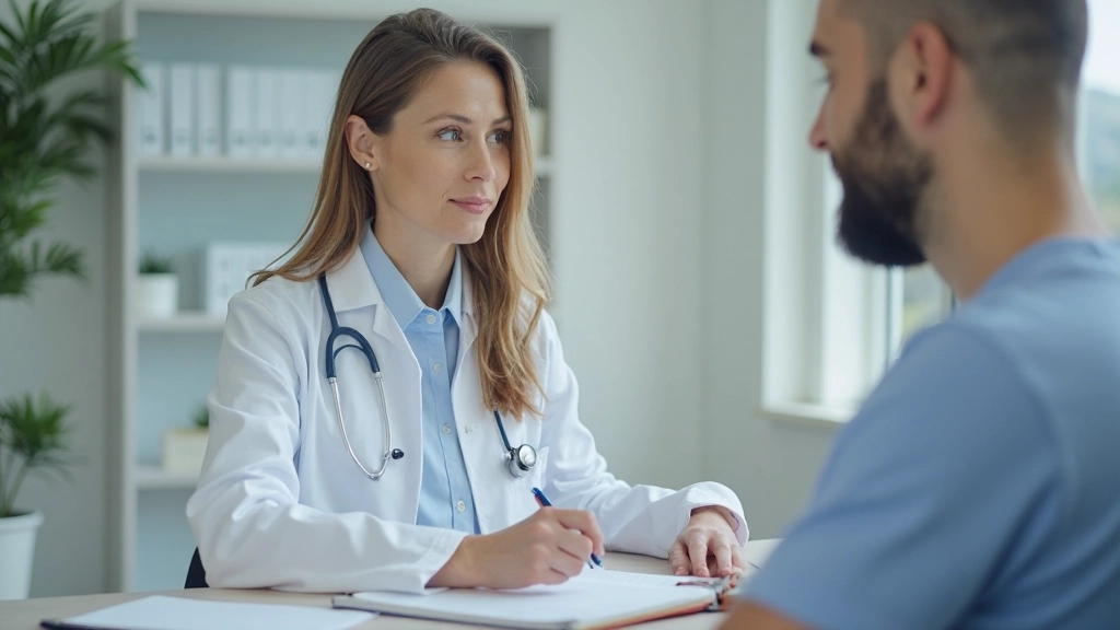 Профессиональный врач проводит консультацию с пациентом в современной клинике