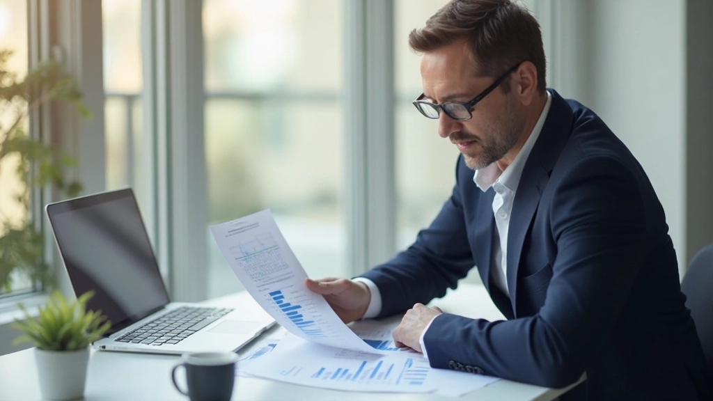 Профессиональный рабочий стол с ноутбуком, графиками и финансовыми документами