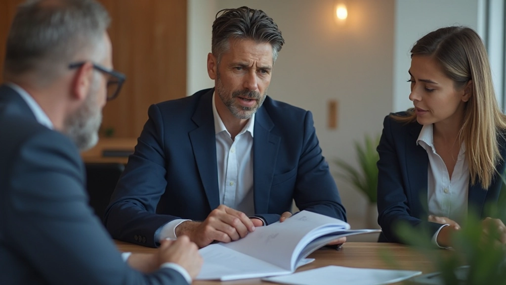 Финансовый консультант объясняет план бюджета клиентам