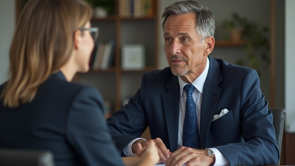 Профессиональный финансовый консультант беседует с клиентом в офисе