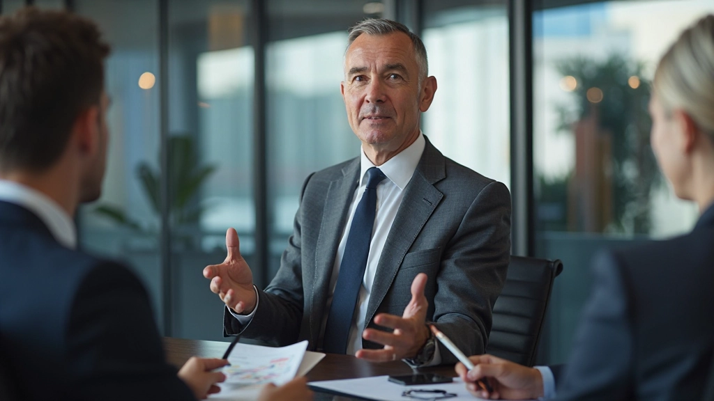 Профессиональное фото финансового консультанта, обсуждающего инвестиционные стратегии