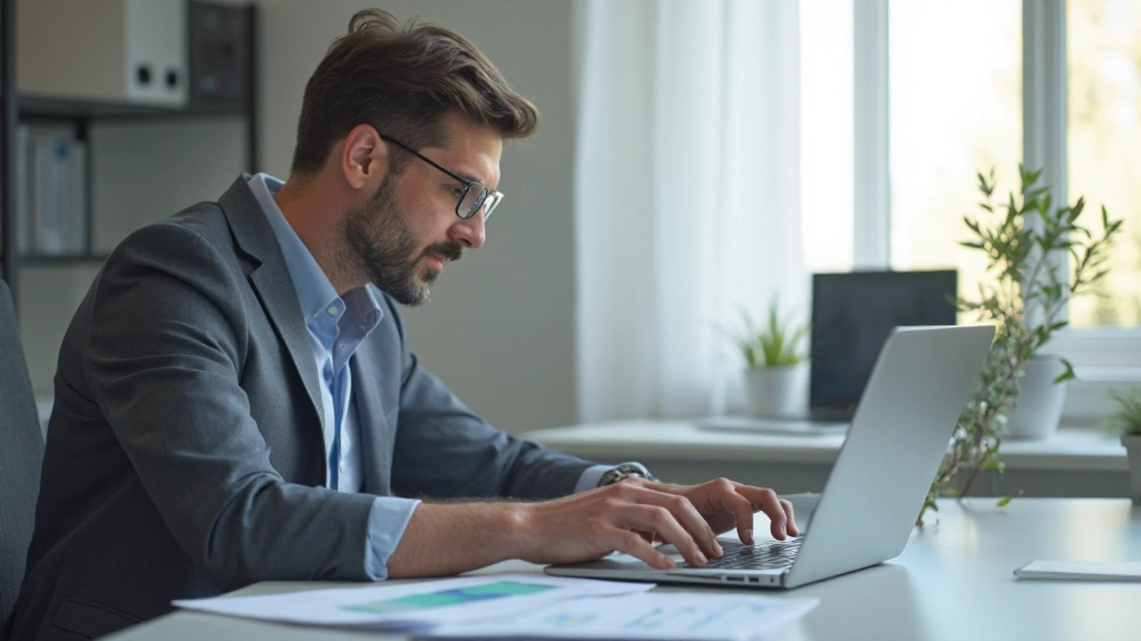 Профессиональная фотография рабочего места с таблицами и графиками финансового анализа