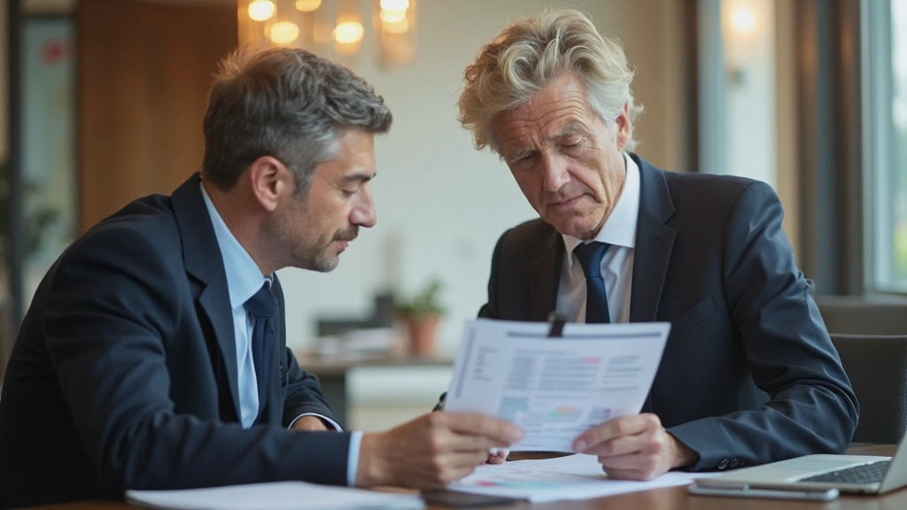 Финансовый консультант анализирует бюджетный отчет с клиентом на встрече