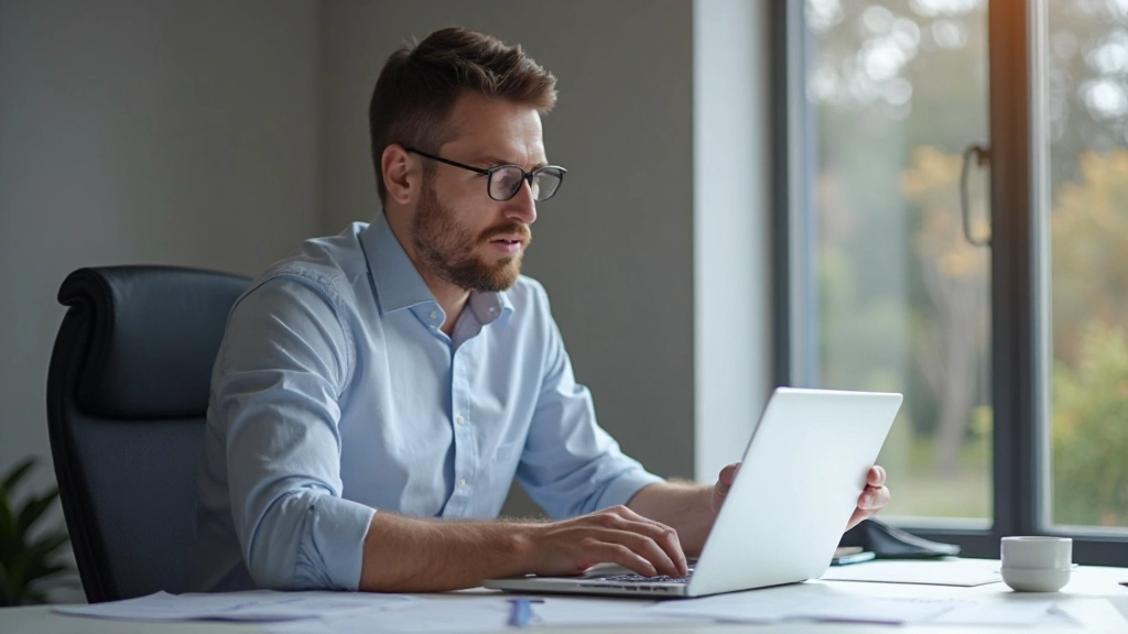 Профессиональная фотография человека, анализирующего финансовые данные на ноутбуке