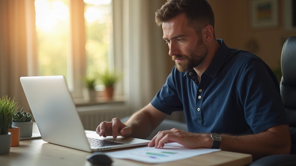 Профессионал анализирует бюджет с диаграммами расходов на ноутбуке