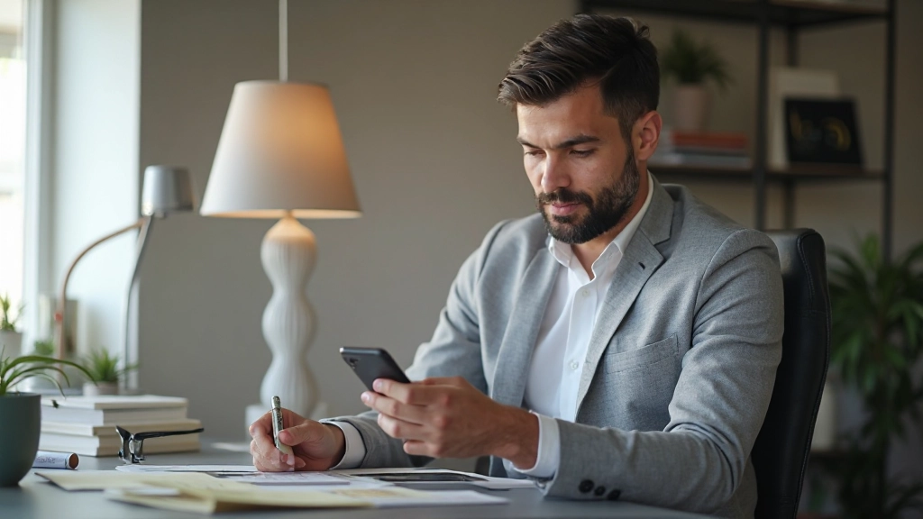 Человек использует мобильное приложение для финансовых операций