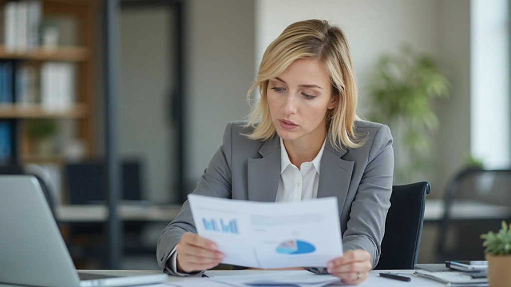 Профессиональная женщина анализирует финансовые документы за столом