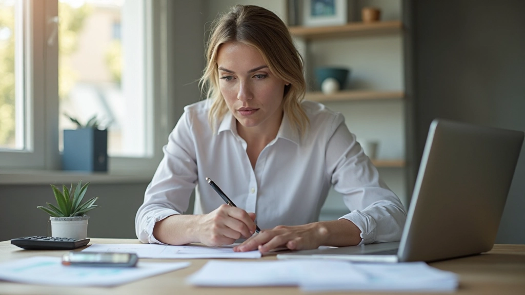 Финансовое планирование с документами, графиками и калькулятором на рабочем столе